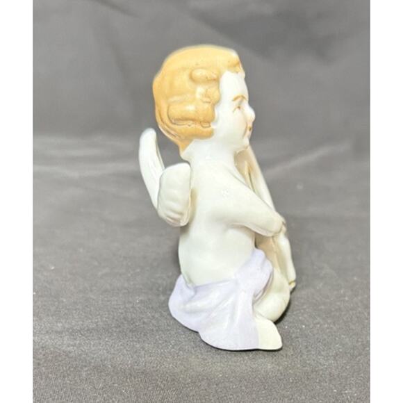 Vintage Angel Ceramic Figurine Cherub Cello Violin Musician Porcelain Japan - Picture 6 of 7